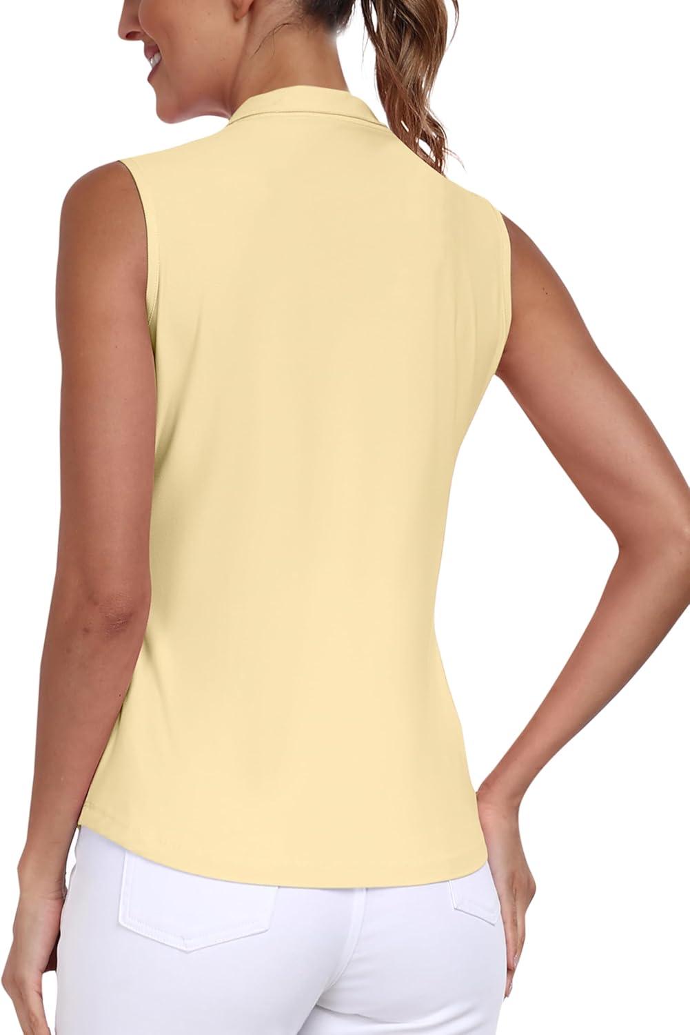 imageAIRIKE Sleeveless Golf Shirts for Women UPF 50 Quarter Zip Quick Dry Tennis Workout Tank Tops2025yellow