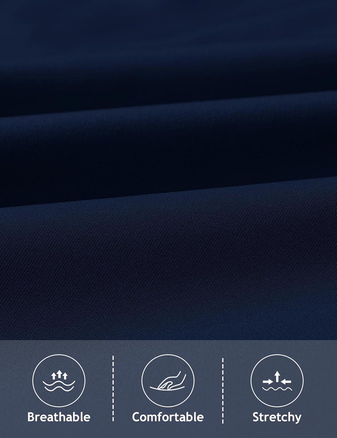 imageMoFiz Mens Casual Button Down Shirt Short Sleeve Strech Wrinkle Free Dress ShirtsNavy Blue