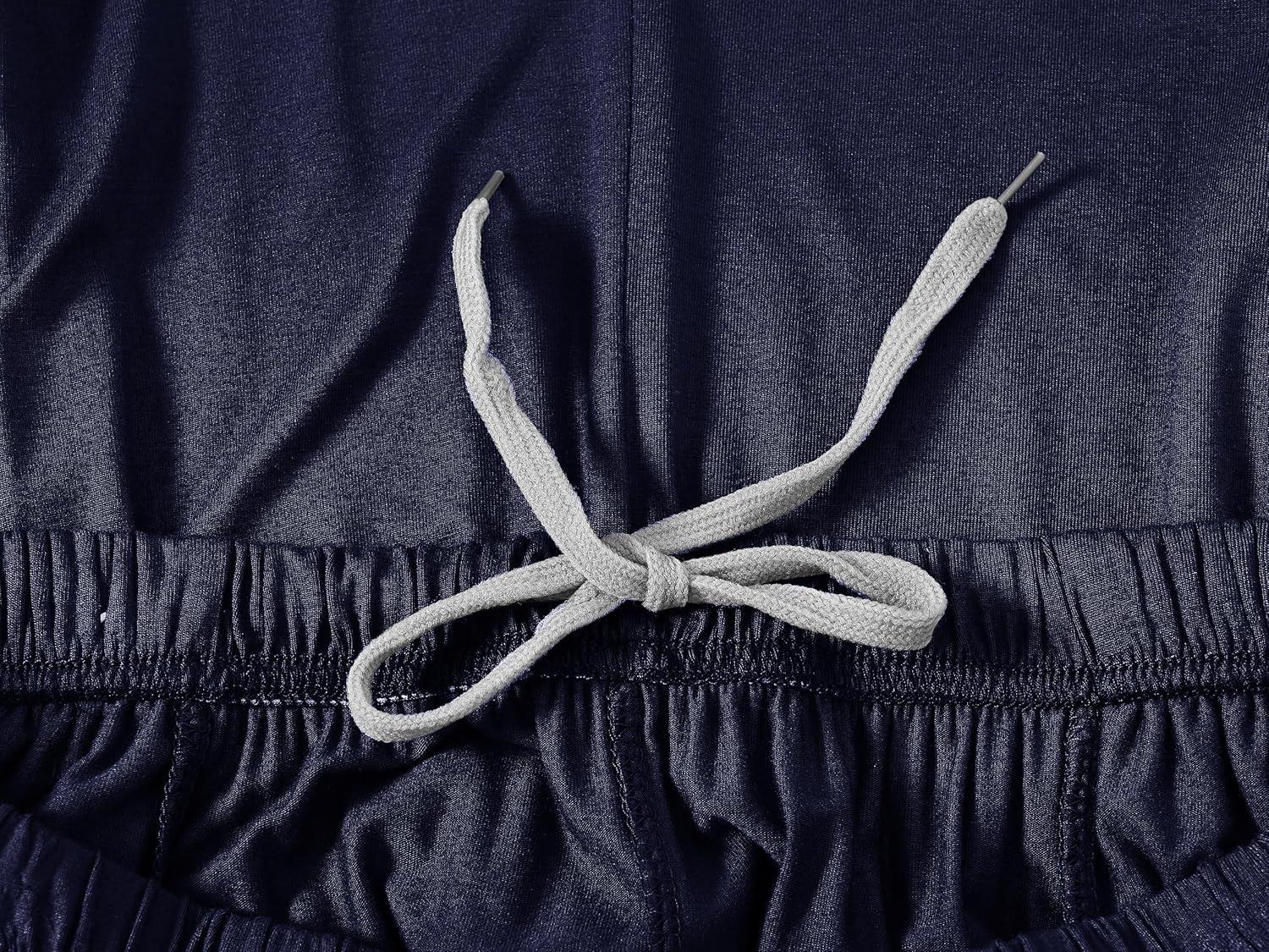 imageMoFiz Mens Pajama Set Pjs Sleepwear Nightwear Lightweight Quick Dry Soft Short Sleeve Summer Pjs Sleep Set With PocketA02navy Blue Light Grey