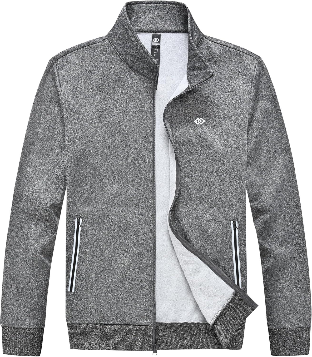 imageMoFiz Mens Tracksuit Jogging Sports Sweatsuit Comfortable Outfits Casual Athletic Pants Full zip Jacket 2 Piece2024dark Grey