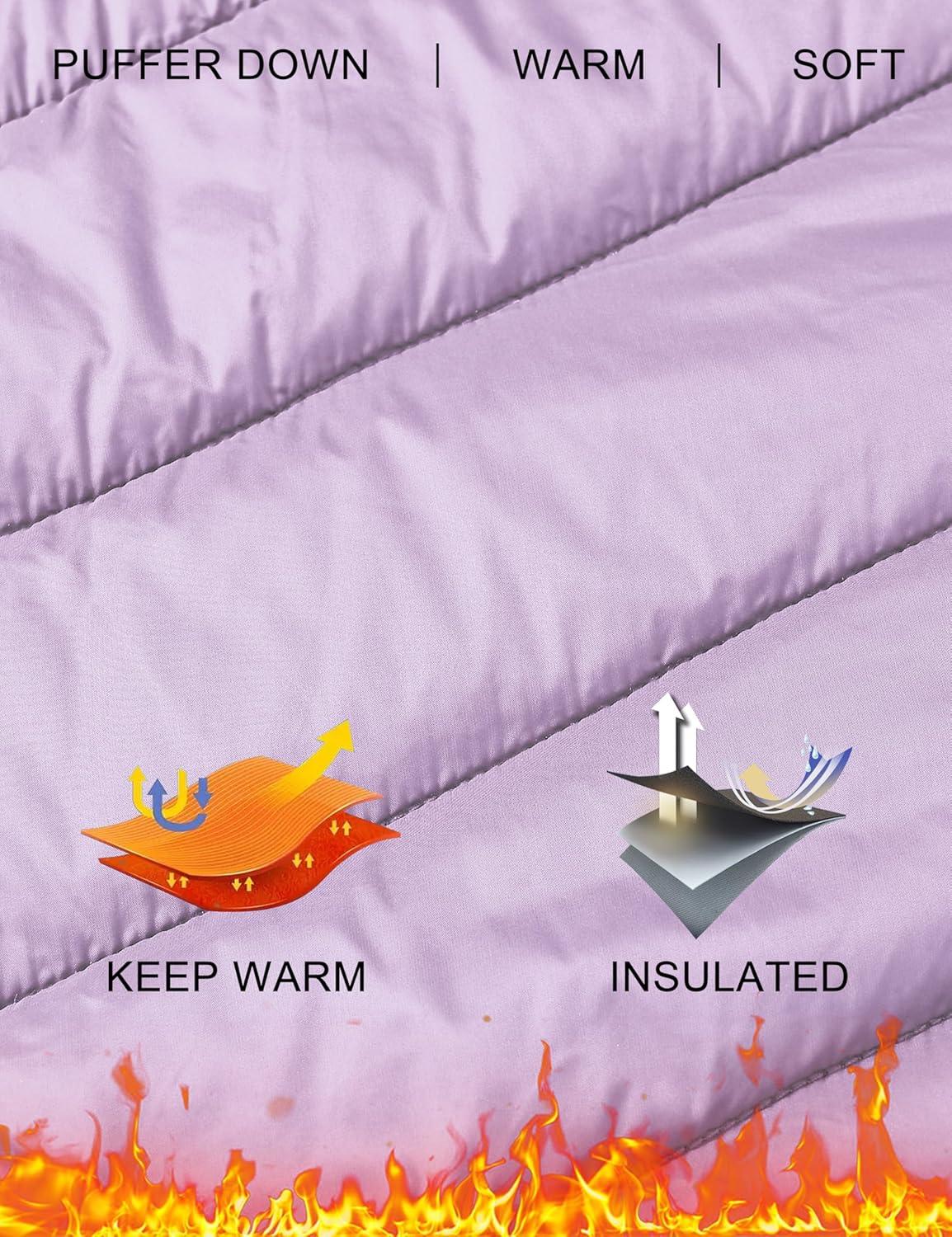 imageMoFiz Womens Puffer Softshell Vest Hooded Lightweight Insulated Hybrid Down Jacket Full Zip Running VestPurple