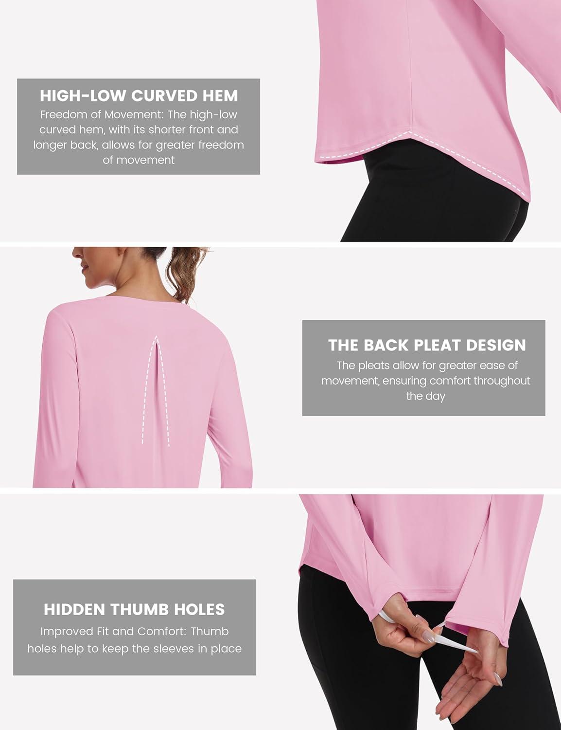 imageMoFiz Womens UPF 50 Sun Protection Long Sleeve Shirts for Hiking Running Athletic Quick Dry Loose Fit Workout Tops