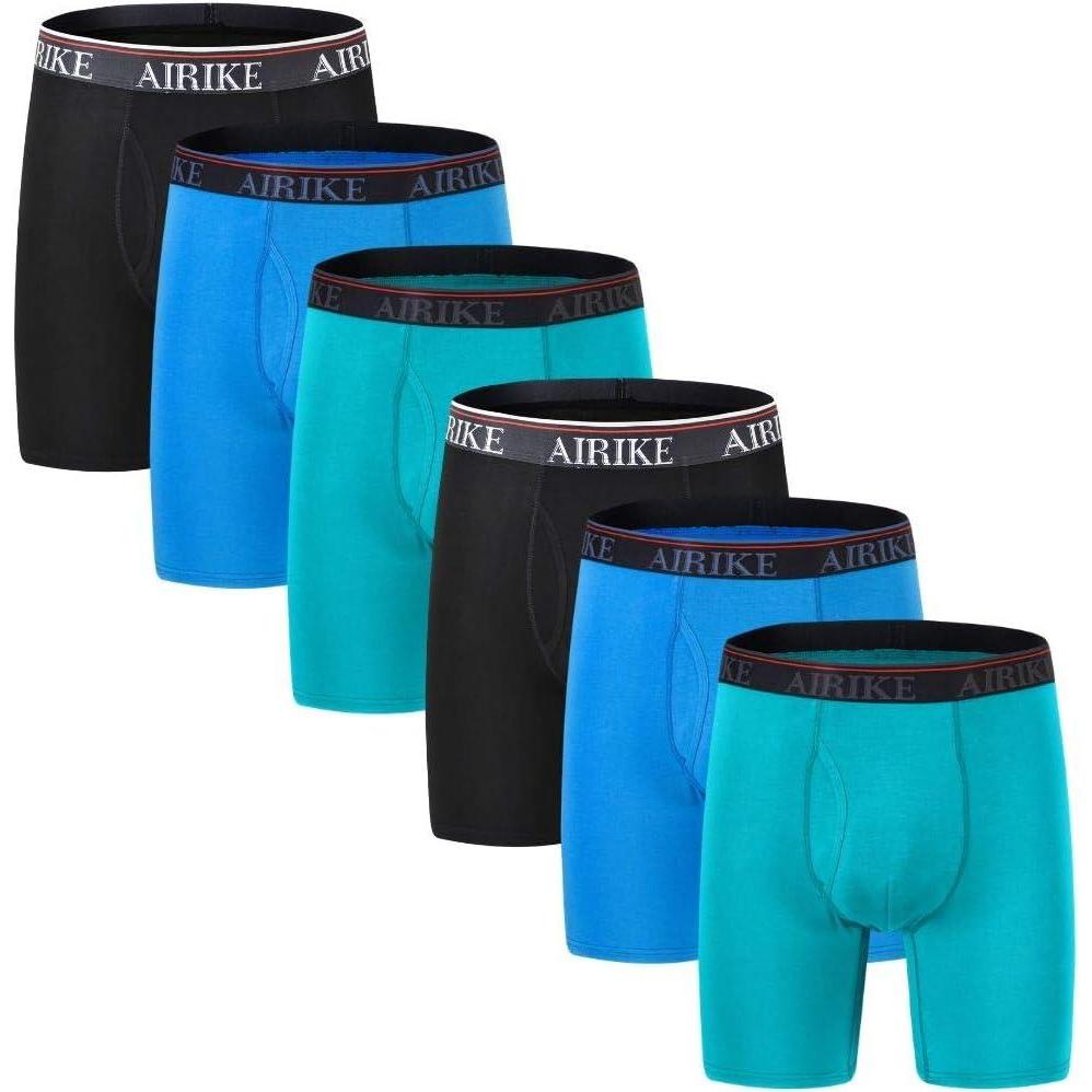 imageAIRIKE Boxer Briefs Men Pack Long Leg Soft Black Underwear Big Size and Tall Underpants3 Colors Pack2