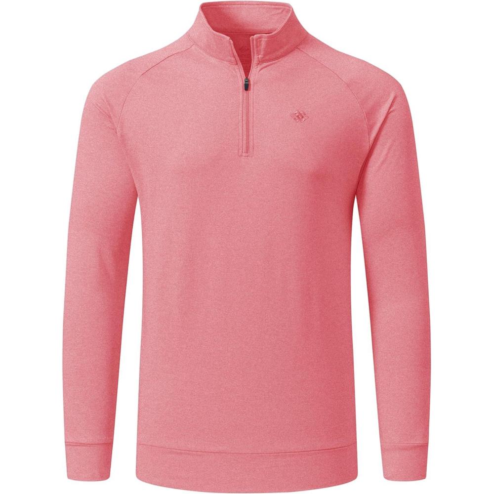 imageJINSHI Mens Long Sleeve Quarter Zip Pullover Stand Collar Active Golf Polo Shirt 14 Zipper Fleece Lining Workout TopOrange
