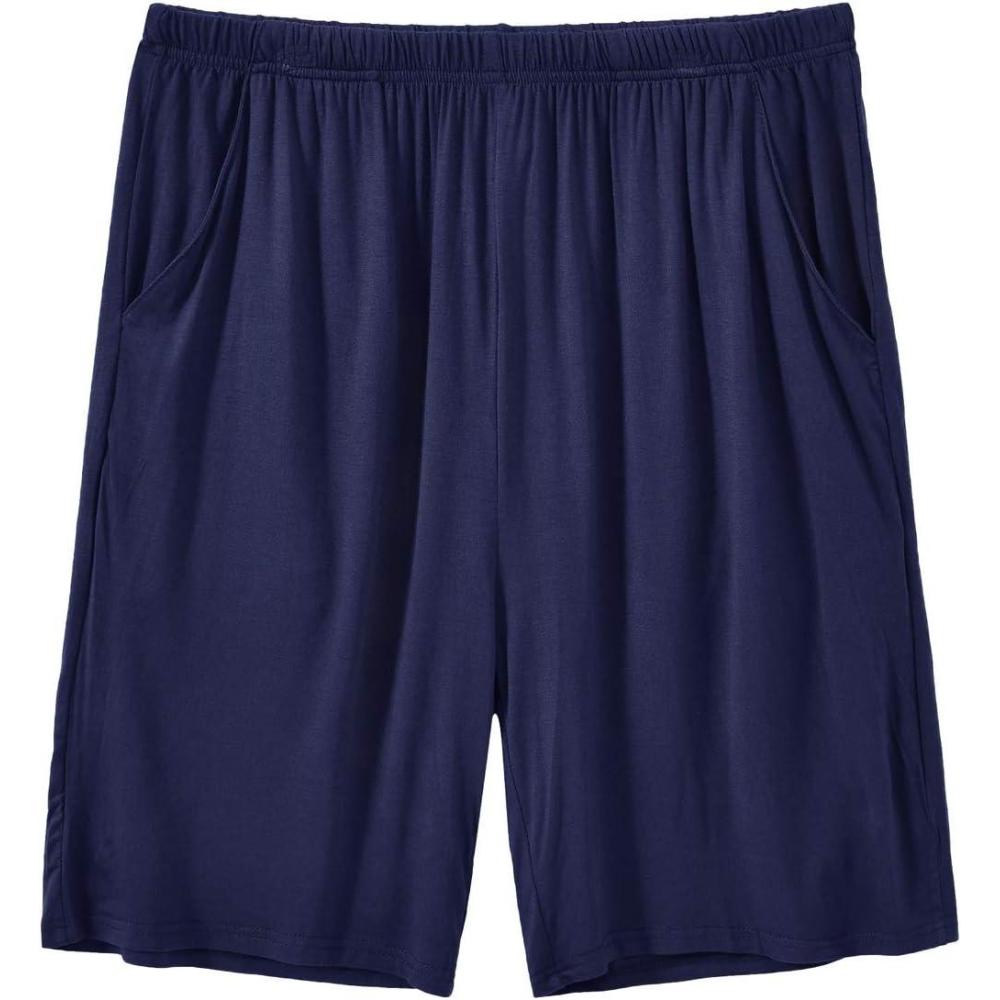 imageJINSHI Mens Pajama Shorts Soft Comfortable Lightweight Elastic Drawstring Men Lounge Sleep Shorts with PocketsOne Navy Blue
