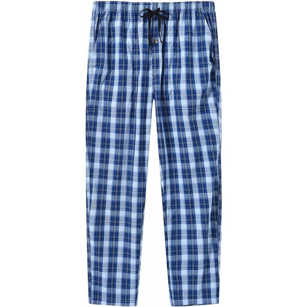 imageMoFiz Mens Cotton Pajama Pants Lightweight Lounge Sleep Plaid Bottoms with Pockets DrawstringPlaid 53