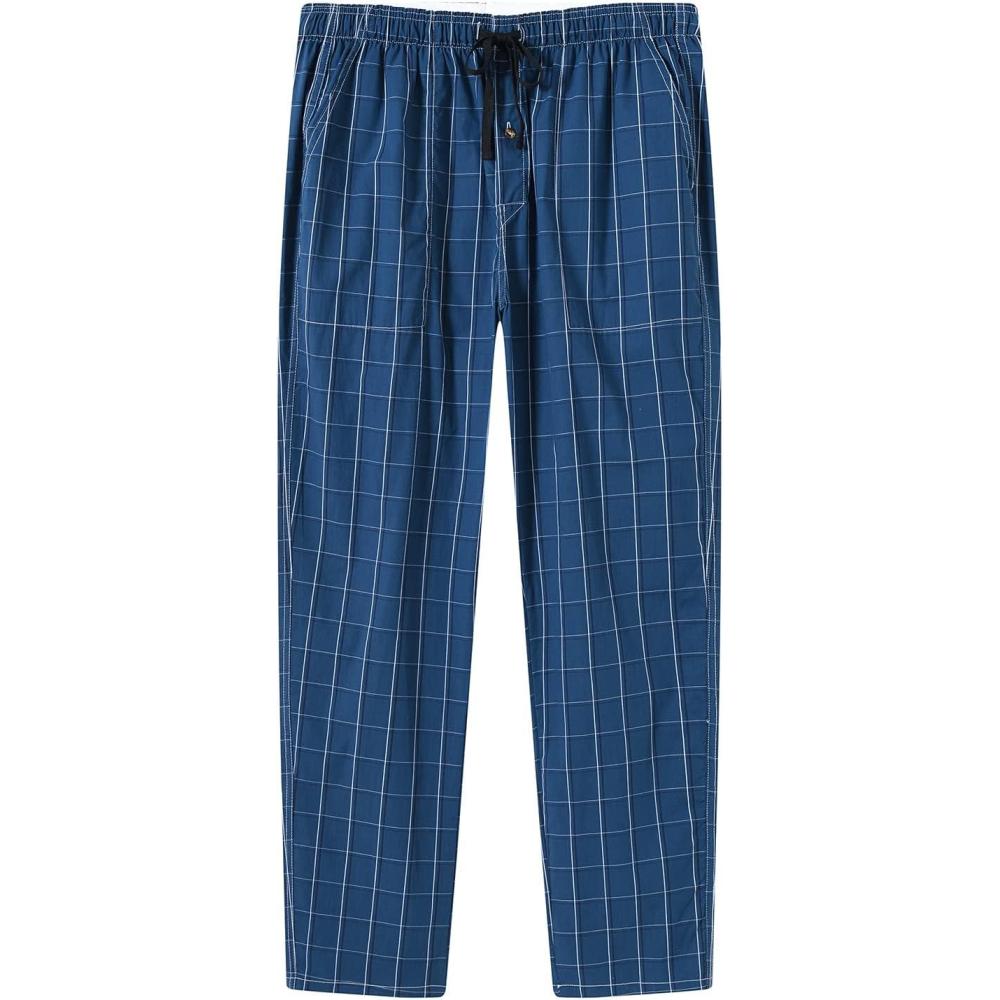 imageMoFiz Mens Cotton Pajama Pants Lightweight Lounge Sleep Plaid Bottoms with Pockets DrawstringPlaid 65