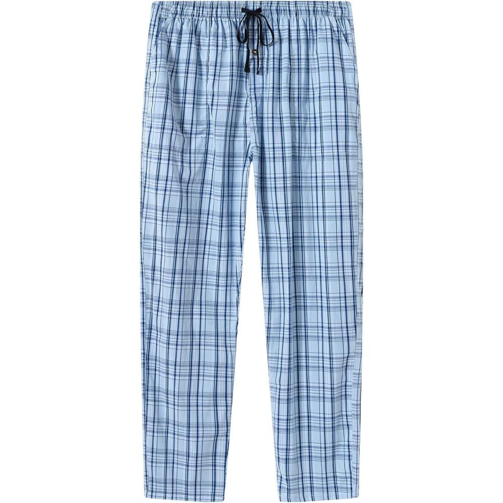 imageMoFiz Mens Cotton Pajama Pants Lightweight Lounge Sleep Plaid Bottoms with Pockets DrawstringPlaid 67