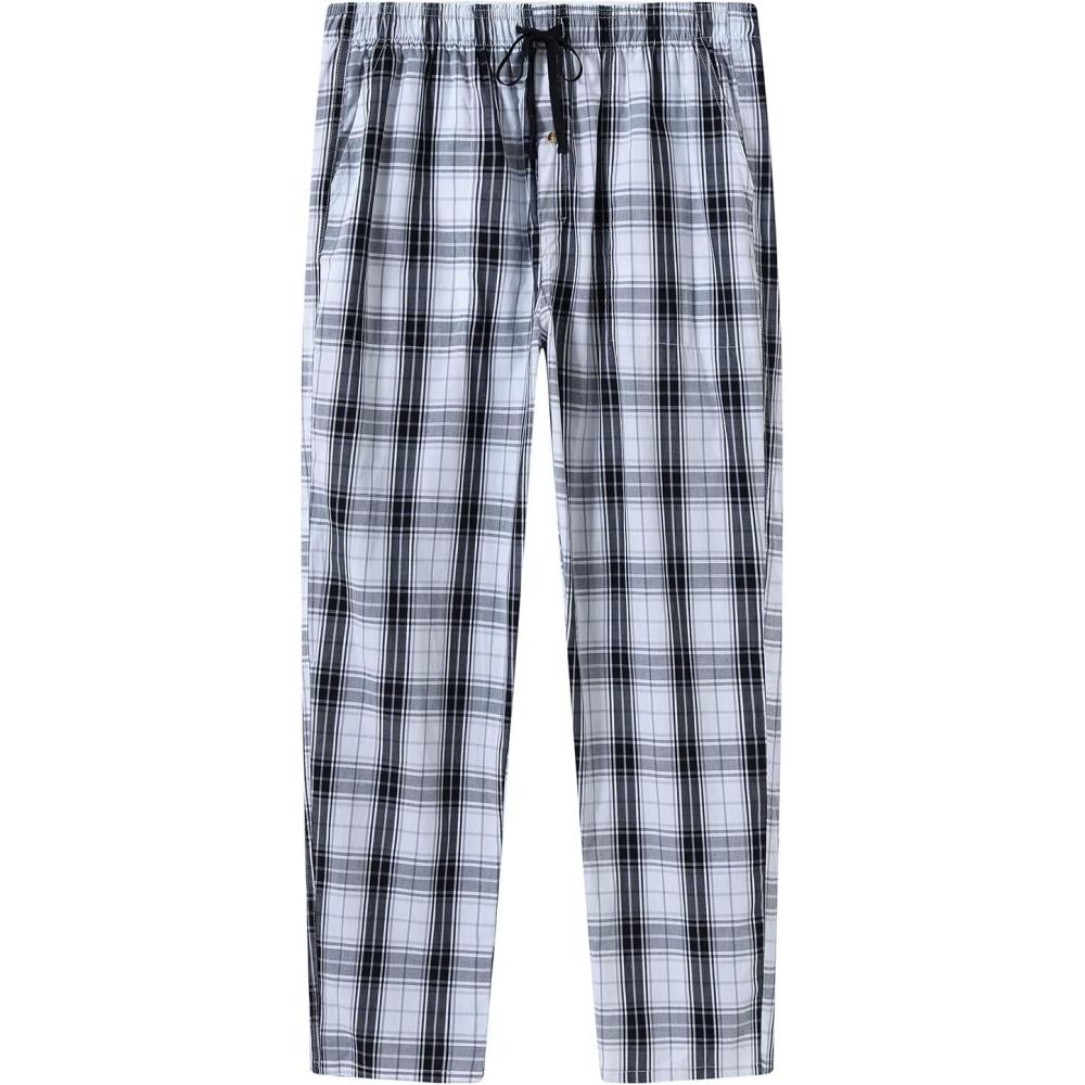 imageMoFiz Mens Cotton Pajama Pants Lightweight Lounge Sleep Plaid Bottoms with Pockets DrawstringPlaid 68