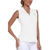 AIRIKE Sleeveless Golf Shirts for Women UPF 50+ Quarter Zip Quick Dry Tennis Workout Tank Tops(2025-white)
