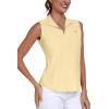 AIRIKE Sleeveless Golf Shirts for Women UPF 50+ Quarter Zip Quick Dry Tennis Workout Tank Tops(2025-yellow)
