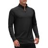 JINSHI Mens Long Sleeve Quarter Zip Pullover Stand Collar Active Golf Polo Shirt 1/4 Zipper Fleece Lining Workout Top(A-black)