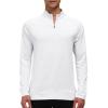 JINSHI Mens Long Sleeve Quarter Zip Pullover Stand Collar Active Golf Polo Shirt 1/4 Zipper Fleece Lining Workout Top(A-white)