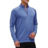 JINSHI Mens Long Sleeve Quarter Zip Pullover Stand Collar Active Golf Polo Shirt 1/4 Zipper Fleece Lining Workout Top(Blue)