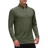 JINSHI Mens Long Sleeve Quarter Zip Pullover Stand Collar Active Golf Polo Shirt 1/4 Zipper Fleece Lining Workout Top(Green)