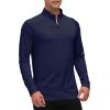 JINSHI Mens Long Sleeve Quarter Zip Pullover Stand Collar Active Golf Polo Shirt 1/4 Zipper Fleece Lining Workout Top(Navy)