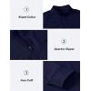 JINSHI Mens Long Sleeve Quarter Zip Pullover Stand Collar Active Golf Polo Shirt 1/4 Zipper Fleece Lining Workout Top(Navy)