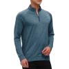 JINSHI Mens Long Sleeve Quarter Zip Pullover Stand Collar Active Golf Polo Shirt 1/4 Zipper Fleece Lining Workout Top(Ocean Blue)