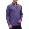JINSHI Mens Long Sleeve Quarter Zip Pullover Stand Collar Active Golf Polo Shirt 1/4 Zipper Fleece Lining Workout Top(Purple)