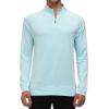 JINSHI Mens Long Sleeve Quarter Zip Pullover Stand Collar Active Golf Polo Shirt 1/4 Zipper Fleece Lining Workout Top(Sky Blue)