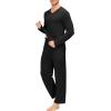 JINSHI Men’s Pajama Sets Sleepwear Nightwear Lightweight Quick Dry Soft 2 Piece Long Sleeve Mens Loungewear Sets with Pocket(A1-black)