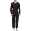 JINSHI Men’s Pajama Sets Sleepwear Nightwear Lightweight Quick Dry Soft 2 Piece Long Sleeve Mens Loungewear Sets with Pocket(A1-black)