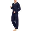 JINSHI Men’s Pajama Sets Sleepwear Nightwear Lightweight Quick Dry Soft 2 Piece Long Sleeve Mens Loungewear Sets with Pocket(A2-navy)