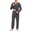 JINSHI Men’s Pajama Sets Sleepwear Nightwear Lightweight Quick Dry Soft 2 Piece Long Sleeve Mens Loungewear Sets with Pocket(A3-dark Grey)