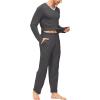 JINSHI Men’s Pajama Sets Sleepwear Nightwear Lightweight Quick Dry Soft 2 Piece Long Sleeve Mens Loungewear Sets with Pocket(A3-dark Grey)