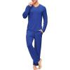 JINSHI Men’s Pajama Sets Sleepwear Nightwear Lightweight Quick Dry Soft 2 Piece Long Sleeve Mens Loungewear Sets with Pocket(A4-deep Blue)