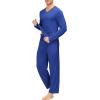 JINSHI Men’s Pajama Sets Sleepwear Nightwear Lightweight Quick Dry Soft 2 Piece Long Sleeve Mens Loungewear Sets with Pocket(A4-deep Blue)