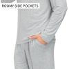 JINSHI Men’s Pajama Sets Sleepwear Nightwear Lightweight Quick Dry Soft 2 Piece Long Sleeve Mens Loungewear Sets with Pocket(A5-light Grey)