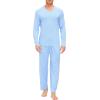 JINSHI Men’s Pajama Sets Sleepwear Nightwear Lightweight Quick Dry Soft 2 Piece Long Sleeve Mens Loungewear Sets with Pocket(A7-sky Blue)