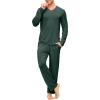 JINSHI Men’s Pajama Sets Sleepwear Nightwear Lightweight Quick Dry Soft 2 Piece Long Sleeve Mens Loungewear Sets with Pocket(A8-dark Green)