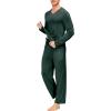 JINSHI Men’s Pajama Sets Sleepwear Nightwear Lightweight Quick Dry Soft 2 Piece Long Sleeve Mens Loungewear Sets with Pocket(A8-dark Green)