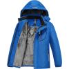 MoFiz Boys Waterproof Skiing Jacket Kids Hooded Fleece Winter Snowboard Jackets Windproof Warm Outerwear with Zip Pockets(Blue-3)