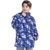 MoFiz Boys Waterproof Skiing Jacket Kids Hooded Fleece Winter Snowboard Jackets Windproof Warm Outerwear with Zip Pockets(Print Blue)
