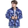 MoFiz Boys Waterproof Skiing Jacket Kids Hooded Fleece Winter Snowboard Jackets Windproof Warm Outerwear with Zip Pockets(Print Blue)