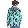 MoFiz Boys Waterproof Skiing Jacket Kids Hooded Fleece Winter Snowboard Jackets Windproof Warm Outerwear with Zip Pockets(Print Green)