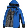 MoFiz Boys Waterproof Skiing Jacket Kids Hooded Fleece Winter Snowboard Jackets Windproof Warm Outerwear with Zip Pockets(Sl-black-blue)