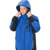 MoFiz Boys Waterproof Skiing Jacket Kids Hooded Fleece Winter Snowboard Jackets Windproof Warm Outerwear with Zip Pockets(Sl-black-blue)