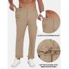 MoFiz Mens Casual Pants Lightweight Linen Summer Beach Lounge Pants(Khaki)