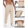 MoFiz Mens Casual Pants Lightweight Linen Summer Beach Lounge Pants(Light Khaki)