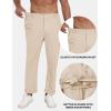 MoFiz Mens Casual Pants Lightweight Linen Summer Beach Lounge Pants(Light Khaki)