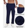 MoFiz Mens Casual Pants Lightweight Linen Summer Beach Lounge Pants(Navy Blue)