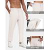 MoFiz Mens Casual Pants Lightweight Linen Summer Beach Lounge Pants(White)
