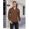 MoFiz Men’s Corduroy Shirts Casual Lightweight Jacket Long Sleeve Button Down Shacket Jackets with Pocket(Brown)