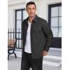 MoFiz Men’s Corduroy Shirts Casual Lightweight Jacket Long Sleeve Button Down Shacket Jackets with Pocket(Dark Grey)
