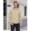 MoFiz Men’s Corduroy Shirts Casual Lightweight Jacket Long Sleeve Button Down Shacket Jackets with Pocket(Light Khaki)