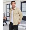 MoFiz Men’s Corduroy Shirts Casual Lightweight Jacket Long Sleeve Button Down Shacket Jackets with Pocket(Light Khaki)